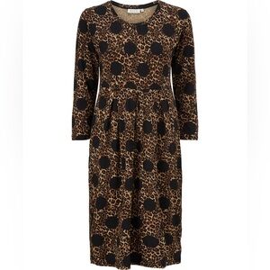 NWT: Masai brand Leopard Print Black Noma Jersey Dress Medium